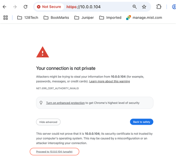 Self signed Certificate warning