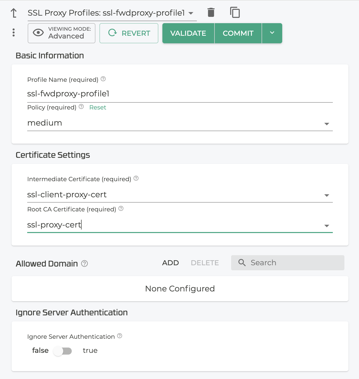 Profile settings