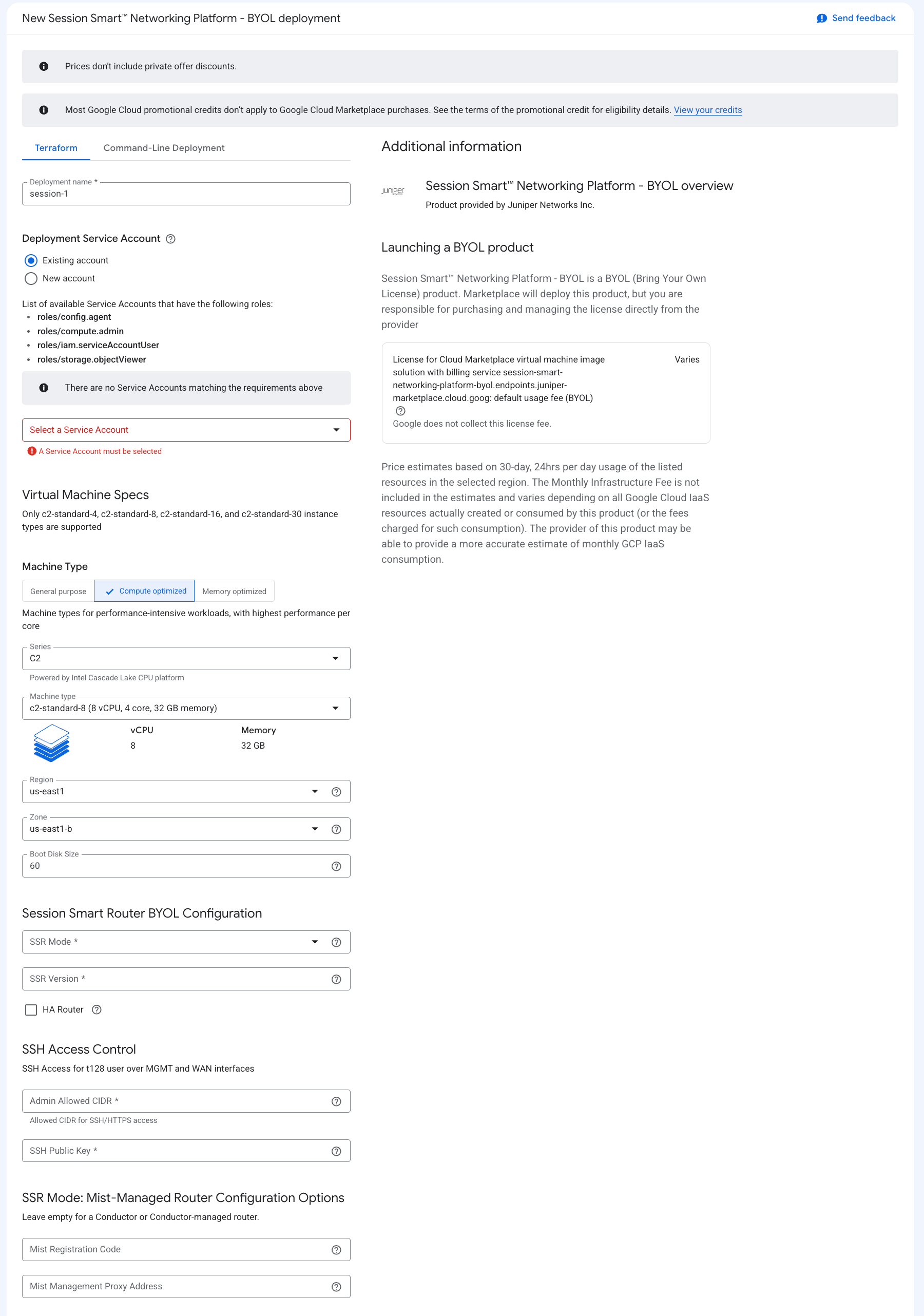 gcp mist template deployment
