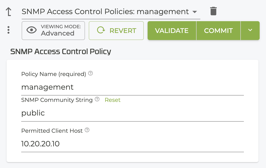 SNMP Access Control Policy