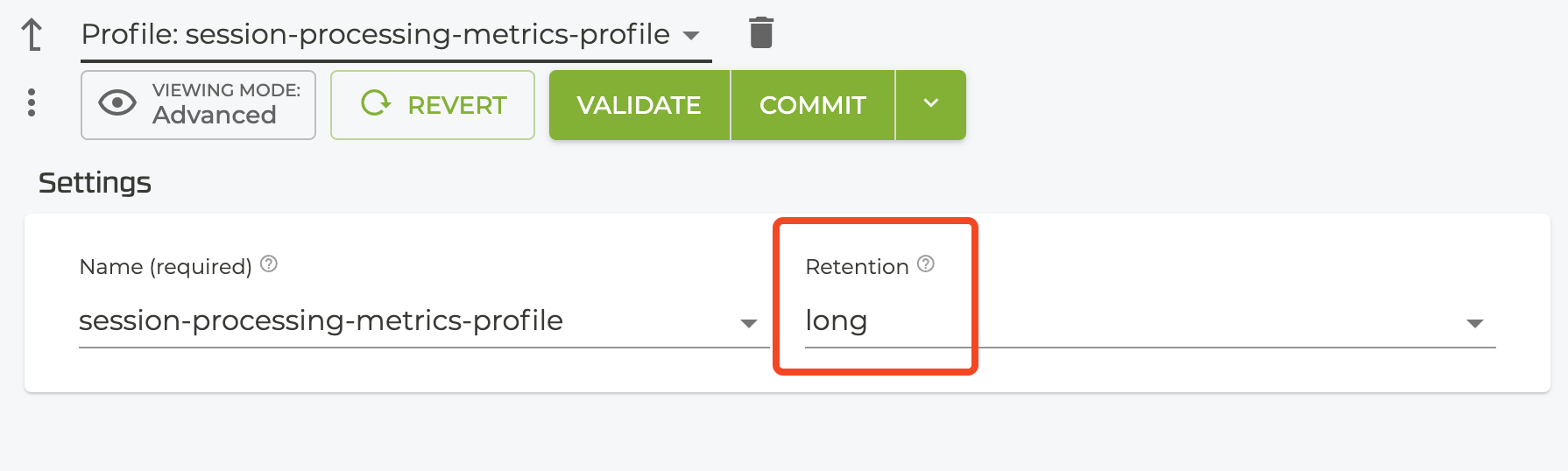 Metrics profile retention long